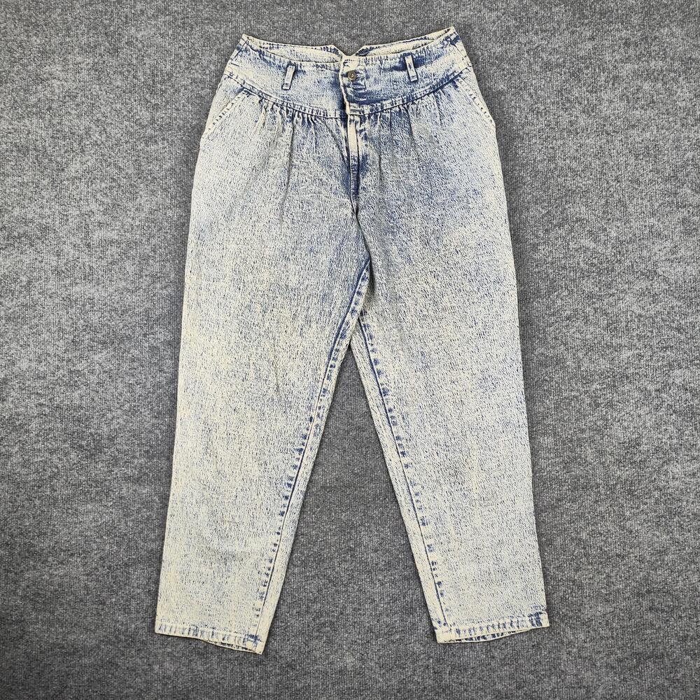 Vintage Chic Jeans Womens 16 Petite Blue Acid Wash High Rise Mom Tapered 90s